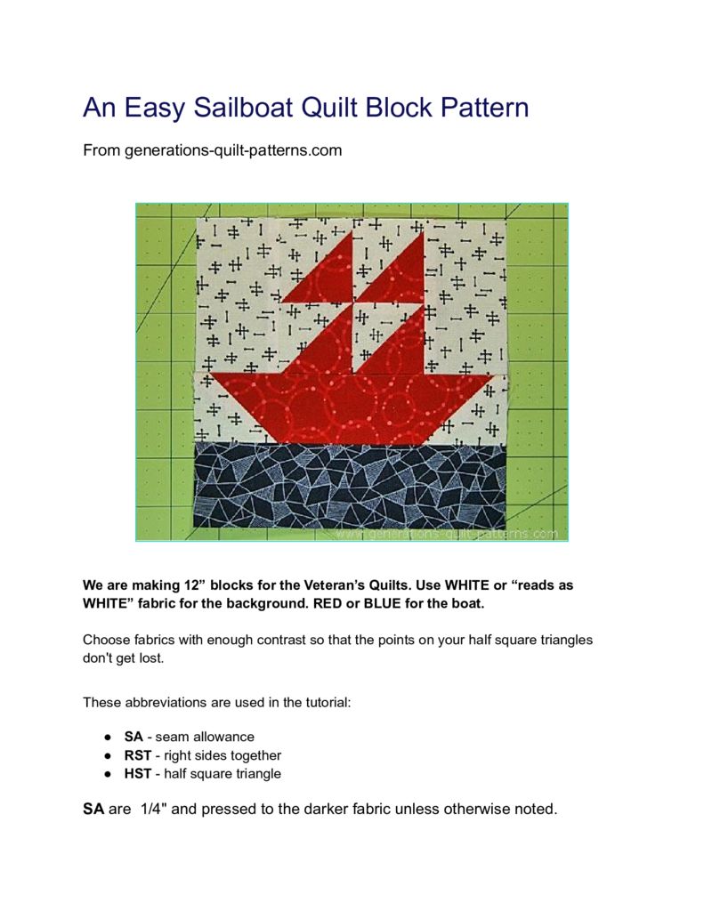 thumbnail of Sailboat Quilt Block Pattern (1)