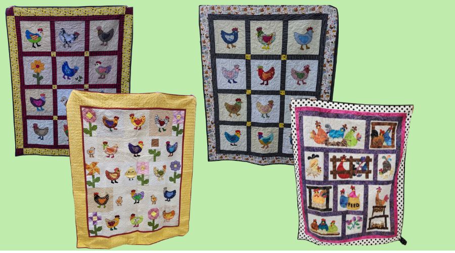 4 Opportunity Quilts w chickens